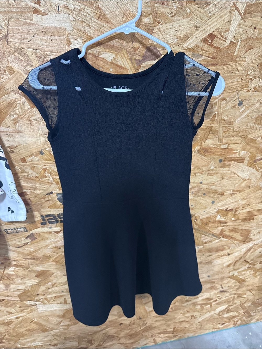 The Children's Place Black Fit-and-Flare Dress with Mesh Cap Sleeves